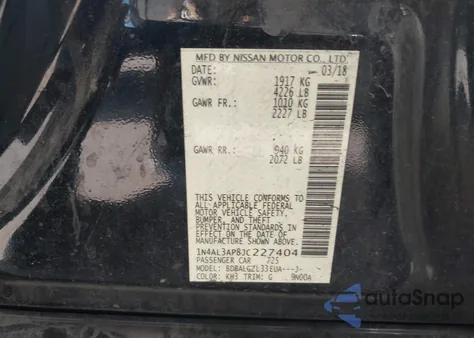 2018 Nissan Altima 2.5 S z USA, uszkodzony, nr VIN 1N4AL3AP8JC227404